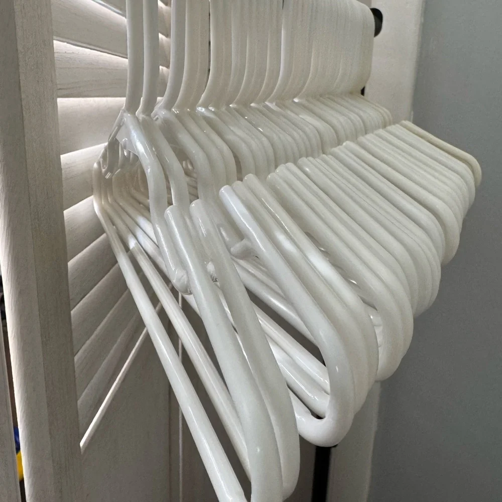 White Plastic Clothes Hangers for children size 11.5 long 3.5 high One Set of 42